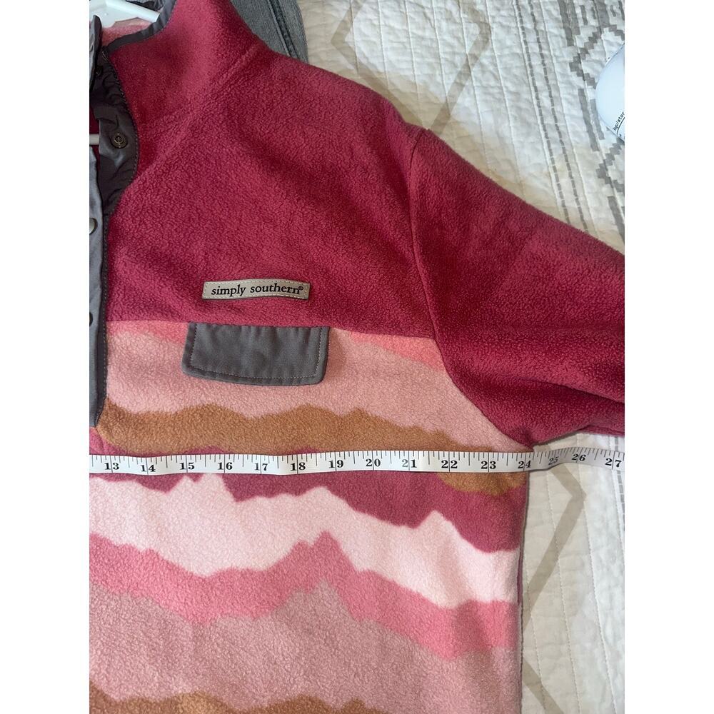 Simply Southern Comfy Fleece Pullover XXL Pink Mountain Print Snap Neck - Picture 5 of 8